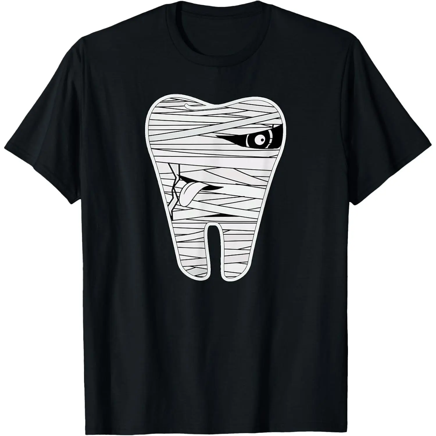 100%cotton Tooth Mummy Wrap Funny Mysterious Dental Halloween Costume T-Shirt