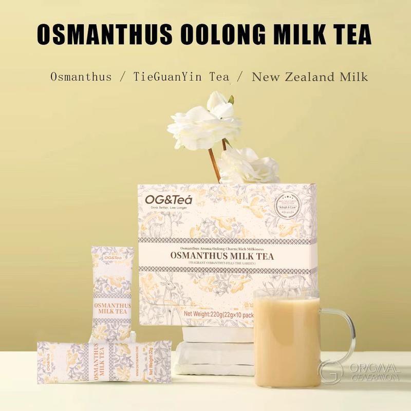 BOGO Jasmine/Osmanthus Milk Tea With Forest Thermos 2 Cartons220g×2,(22g×10packs)×2, With Summer Jasmine Milk Powder From New Zealand Green Tea Powder