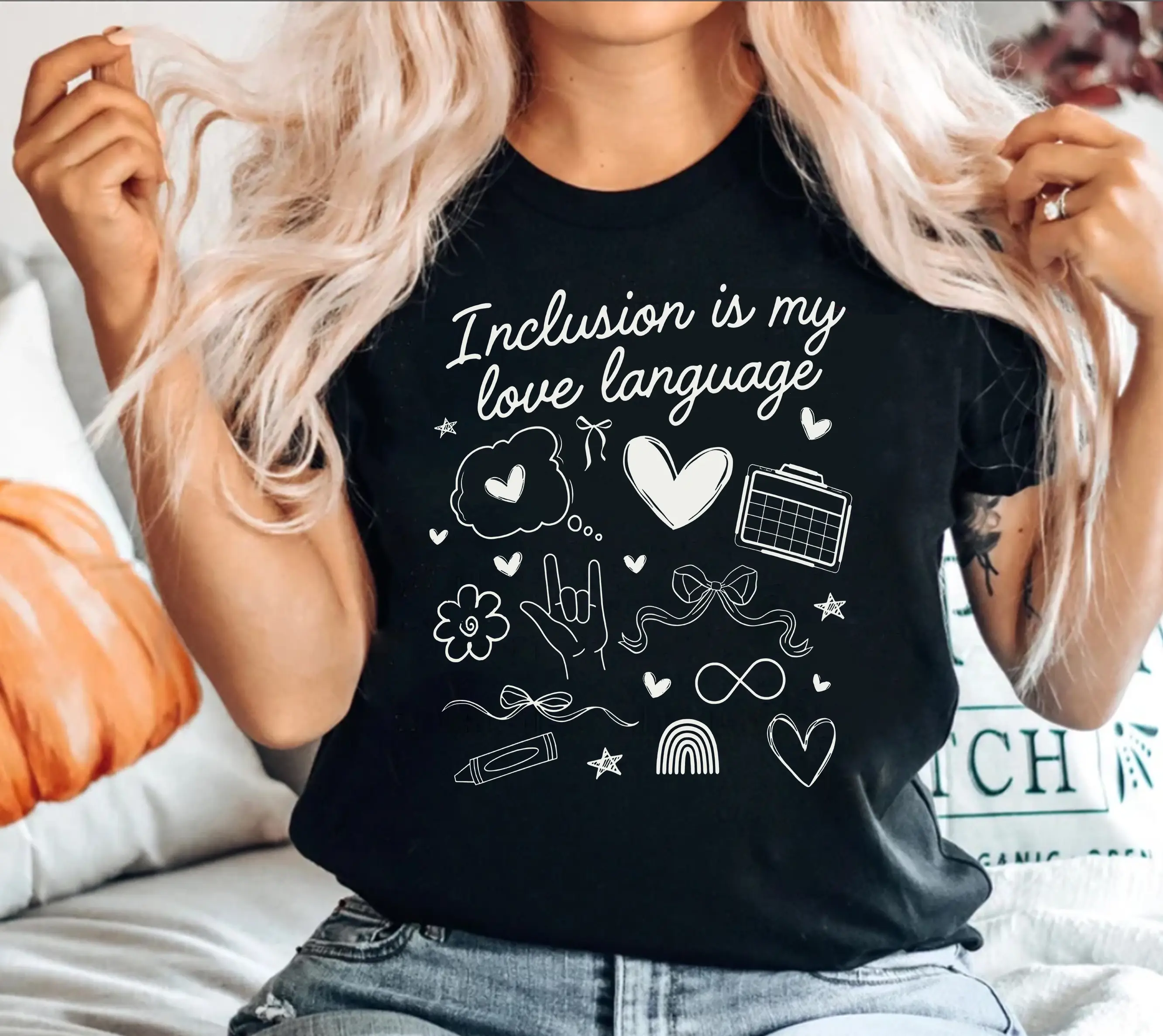 Inclusion Short Sleeved T-SHIRT / Sweatshirt / Hoodie , Bcba T-Shirt ,  Neurodiverse TEE, Rbt Acceptance hoodie Equality Mom Cotton Fabric Sleeve Fit