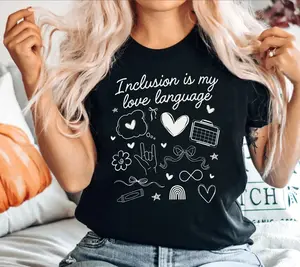 Inclusion Short Sleeved T-SHIRT / Sweatshirt / Hoodie , Bcba T-Shirt ,  Neurodiverse TEE, Rbt Acceptance hoodie Equality Mom Cotton Fabric Sleeve Fit
