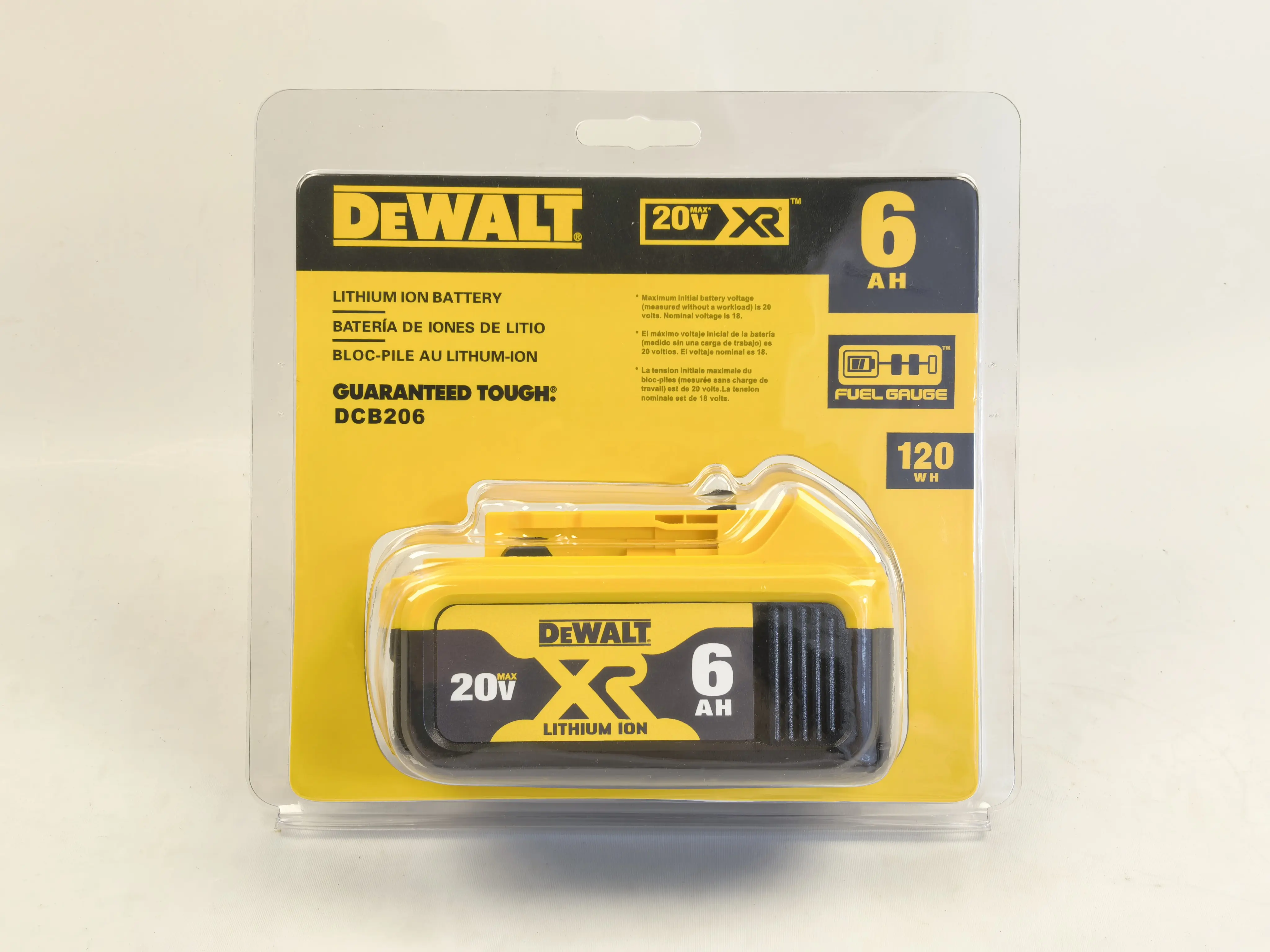 DEWALT 20V MAX XR 6Ah Lithium-Ion Battery (DCB206) - High-Capacity Replacement Batteries with Secure Click-Fit & Guide Rail Lock, for Industrial Power Tool Tasks & Compatible Accessories