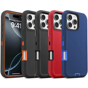 For iPhone Case For 17 16 15 14 13 12 / Pro Max / Air / Plus / Pro / Case Heavy Duty Shockproof Rugged Cover Protective 3 in 1 Case