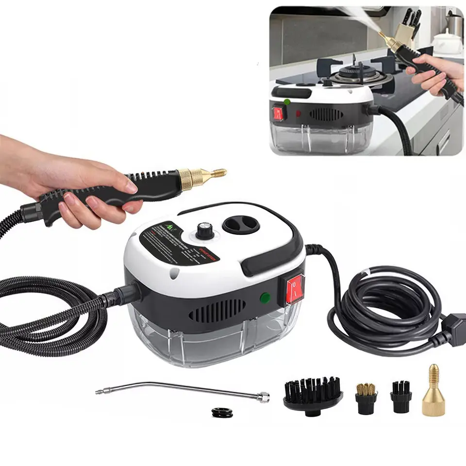 2500W Portable Handheld Steam Cleaner with 10 Accessories, Adjustable Levels, Fast Heat-Up Steamer for Kitchen, Bathroom, Tile & Car Cleaning | Efficient Grease Dirt Remover, All-in-One Steam Cleaner for Household & Auto Care