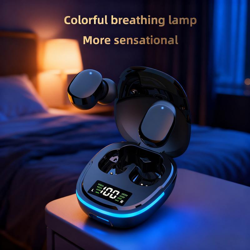 Wireless Earbuds with Digital Battery Display - See Left/Right/Case %， Auto Connect， IPX4 Waterproof & LED Lights