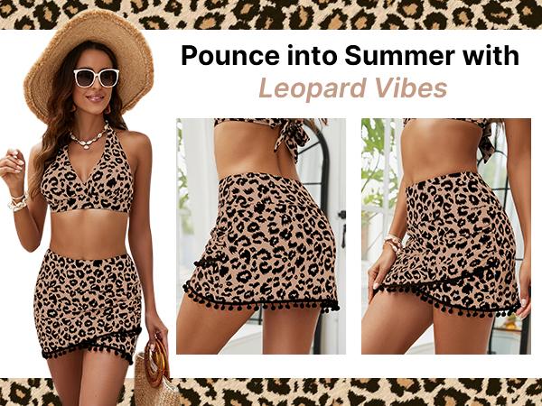 GRAPENT Women's Mid Waist Tassel Hem Swim Skirt Bikini Bottoms with Built-in Briefs Comfortable Elastic Waistband Soft Stretchy Fabric