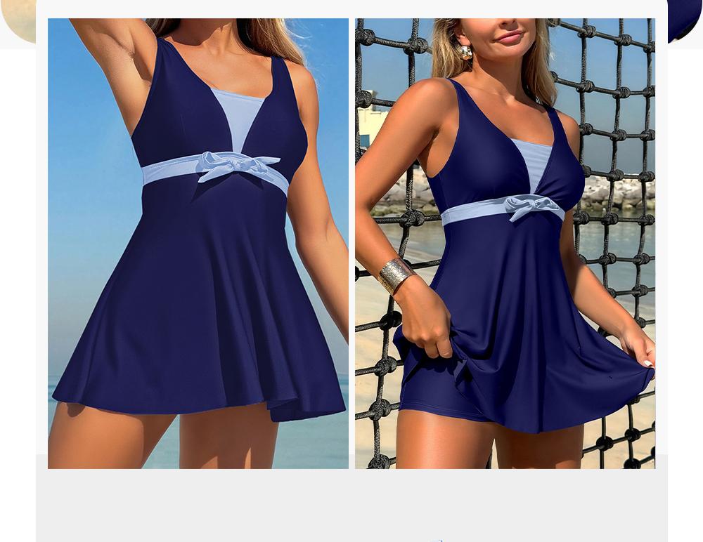 Aleumdr Women's Printed Two Piece Tankini Swimsuits Tummy Control Swim Dress High Waisted Boyshort with Pockets Soft Nylon Spandex Blend Adjustable Straps