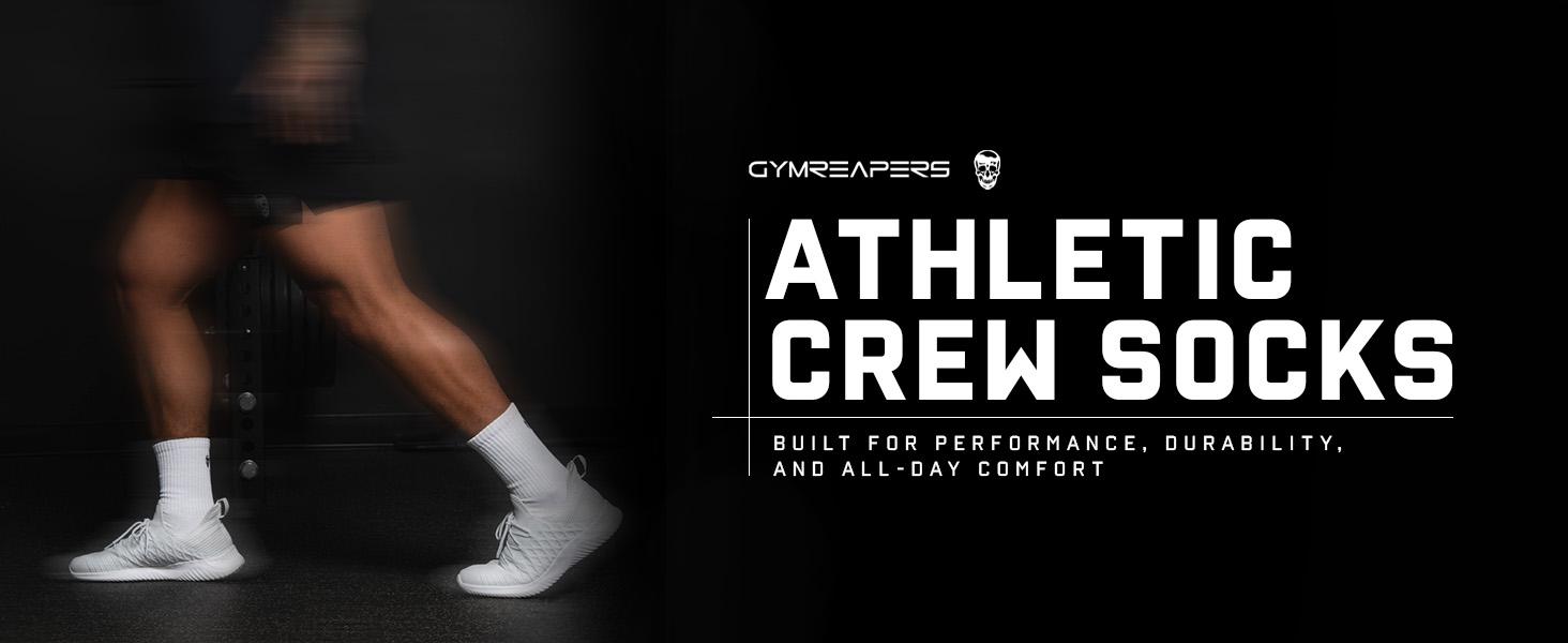 Gymreapers Performance Socks for Men & Women – Arch Support, Cushioned Sole, Breathable Moisture-Wicking Cotton – Available in Crew, Ankle & Quarter Styles and in 3-Pack, 6-Pack, or 9-Pack Bundles for Training, Workout, and Everyday Comfort