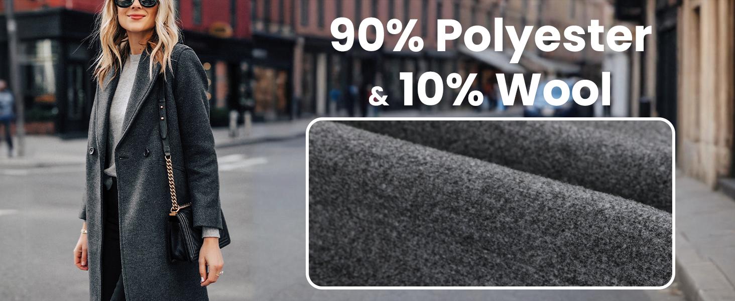 Tanming Women's Knee-length Overcoat Casual Notch Lapel Single-Breasted Wool-blend Peacoat Trench Coat Womenswear Outerwear Jackets for Spring Fall Winter