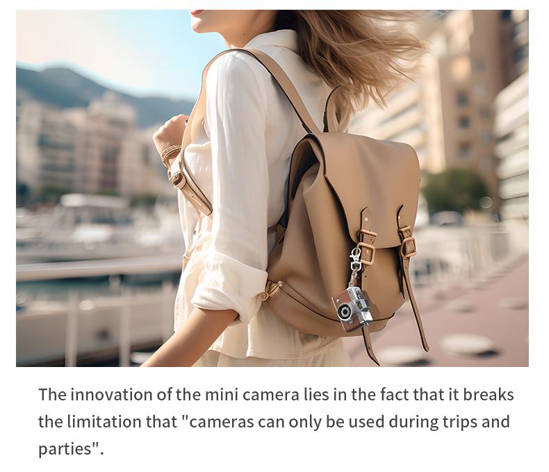 Mini Keychain Digital Camera – Pocket-Size Camera 1080P HD with 1MP Lens, Flash & 0.96" Screen, 32G Card & Charging Cable Included, Retro Vlog Camera for Travel, Concerts, Kids & Instant Party, Sparkling Rose Gold