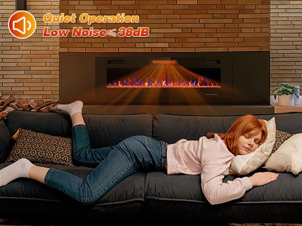 R.W.FLAME Electric Fireplace Inserts, in-Wall Recessed & Wall Mounted 750/1500W Heater, Touch Screen, Remote Control with Timer, Adjustable Flame Color and Speed, 30"~68", Black