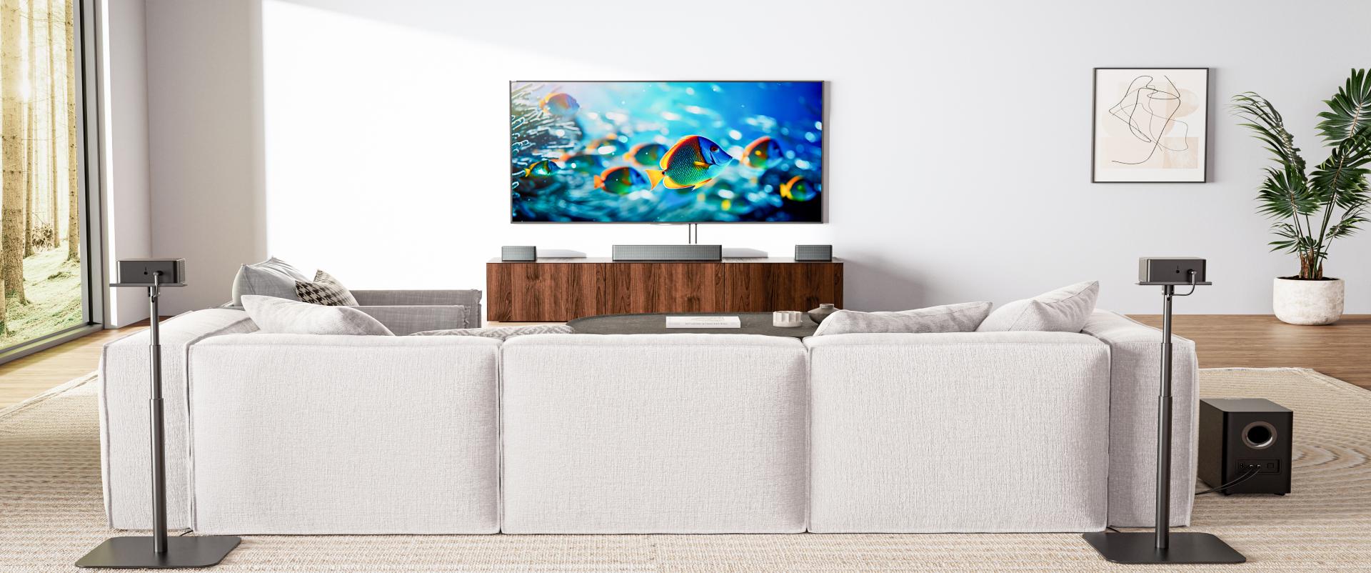 ULTIMEA Poseidon D70 7.1ch Soundbar with Wireless 6.5" Subwoofer, Surround Sound System for TV, App Control, 410W Peak Power, Soundbar for TV, Movie, Music, 4 Wired Surround Speakers, Bassx, Home Theater Sound System, Bluetooth,APP Control#SummerVibes