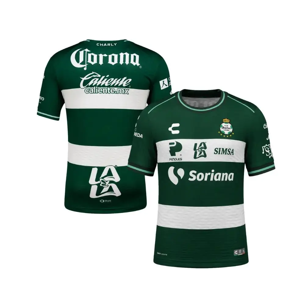 Santos Laguna Home Soccer Jersey 2026/27, Green White Football Fan Edition Shirt, Men's Breathable Short Sleeve Match Day Sportswear, Liga MX Stadium Fan Apparel