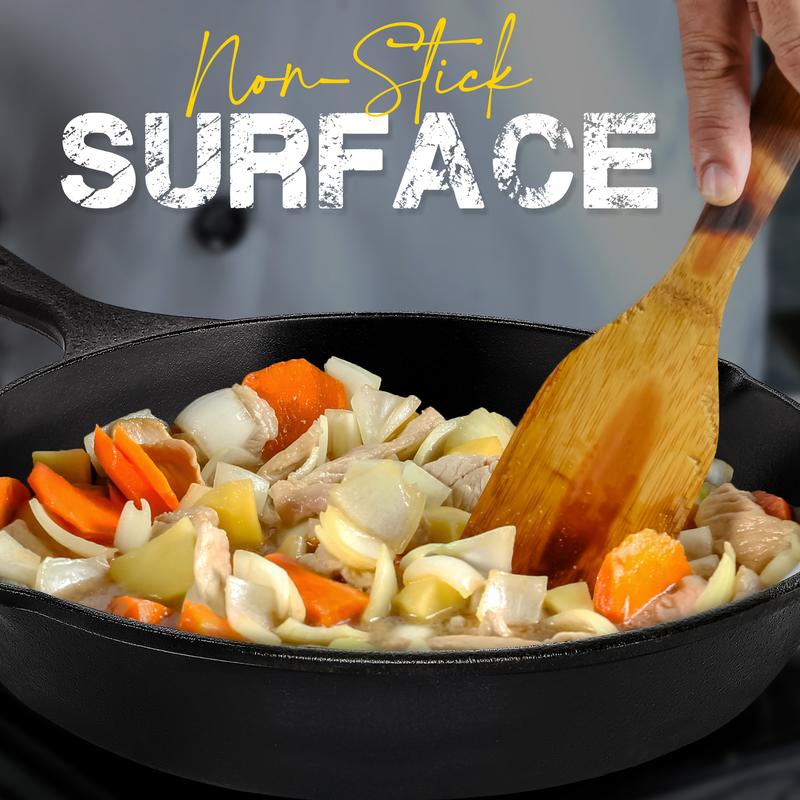 【Black Friday Deal】Utopia Kitchen 3-Piece Black Cast Iron Skillet Set – Pre-Seasoned Frying Pans – Oven, Stove, Grill, Campfire Safe – Easy to Use