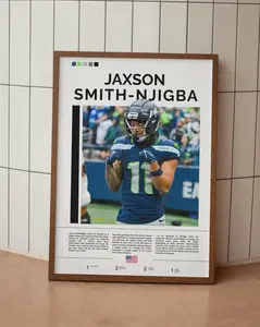 Jaxson Smith- Njigba Poster,Seattle Seahawks Wall Art, Print,  Poster, Football Wall Art,Gift For Football Fans,Seahawks Print
