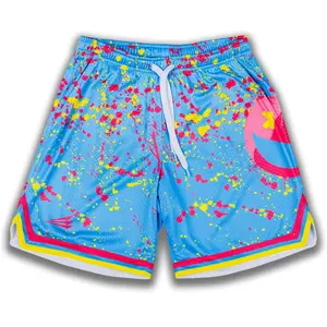 Men's Smiley K Paint Splatter Mesh Lifestyle Basketball Mesh Shorts