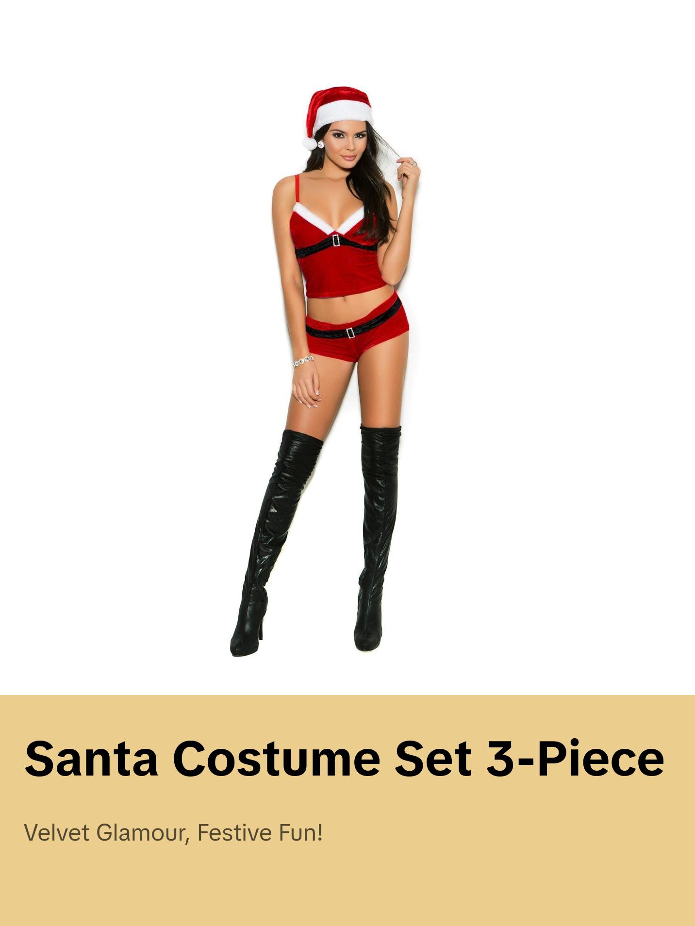 Santa Outfit Christmas Lingerie Set – Sexy Red Velvet Holiday Lingerie for Women Costumes Womenswear