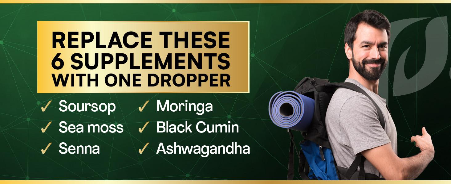 PARROX Soursop Bitters (Mixed Berry & Honey Lemon) - 6 in 1 Dietary Supplement Liquid Drops for Detox & Overall Wellness - Made in USA – (60 Servings / 60mL)