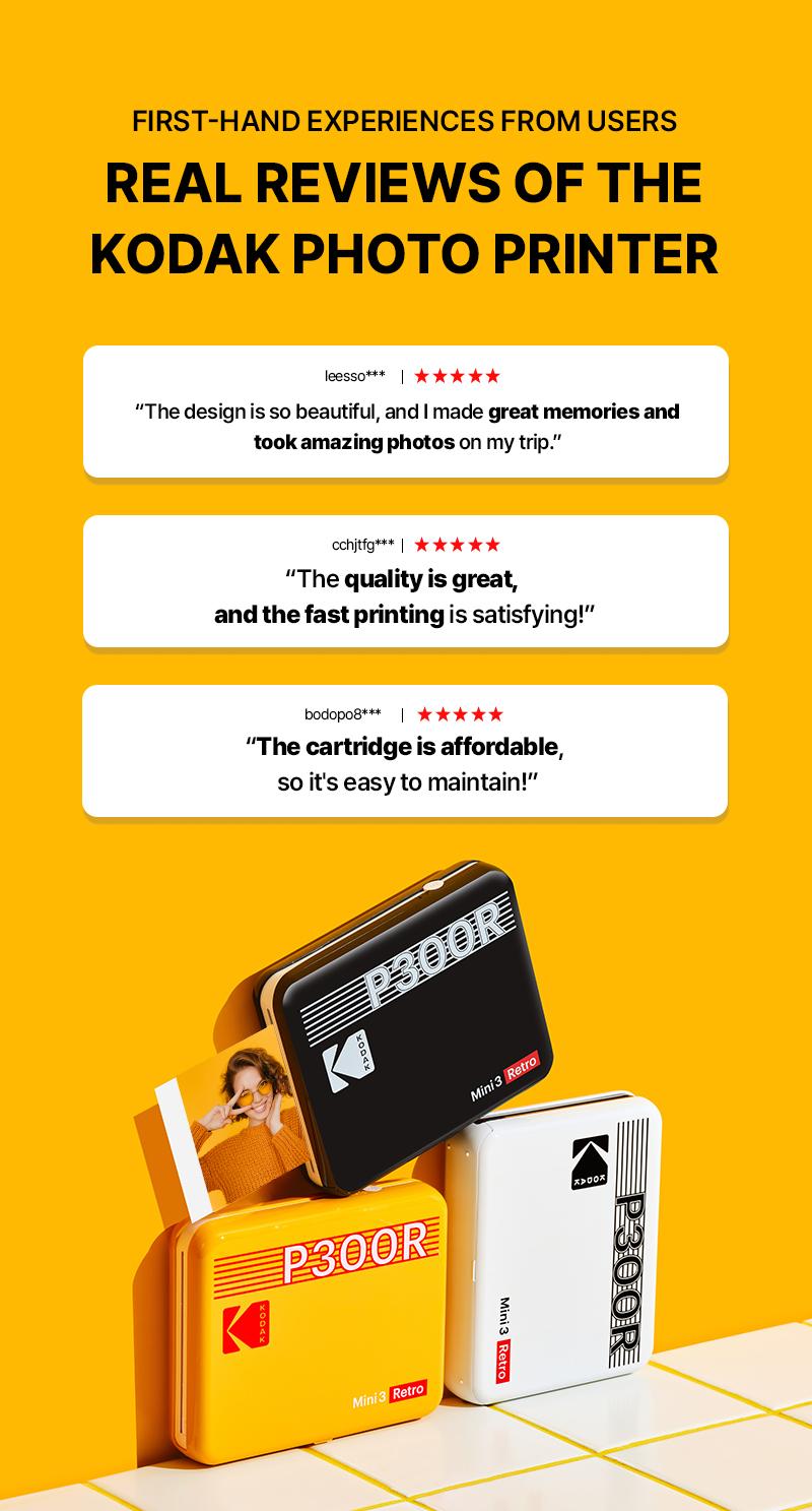 KODAK Mini 3 Retro 4PASS Portable Photo Printer (3x3 inches) Initial 8 Sheets + 30 Sheets + Gift Bundle