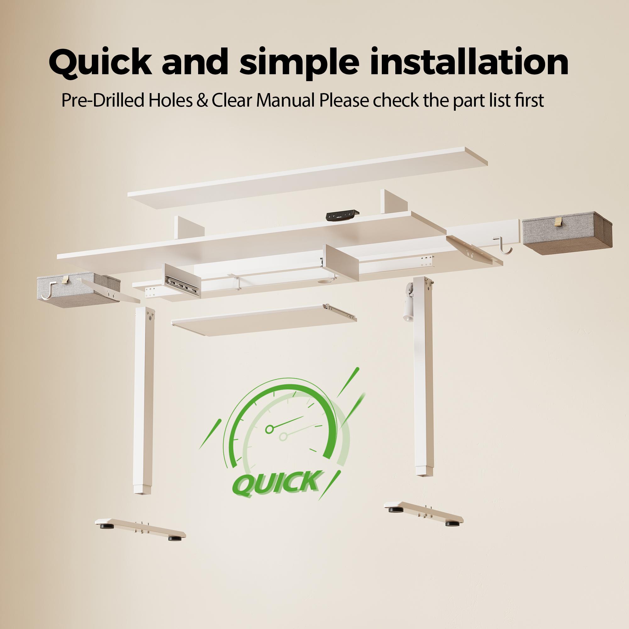 Agilestic Electric Standing Desk with Keyboard Tray and Drawers, Adjustable Height Stand Up Desk for Home Office, Game Table with 4 Memory Height Settings, 2 Headphone Hooks, Computer Workstation, Black