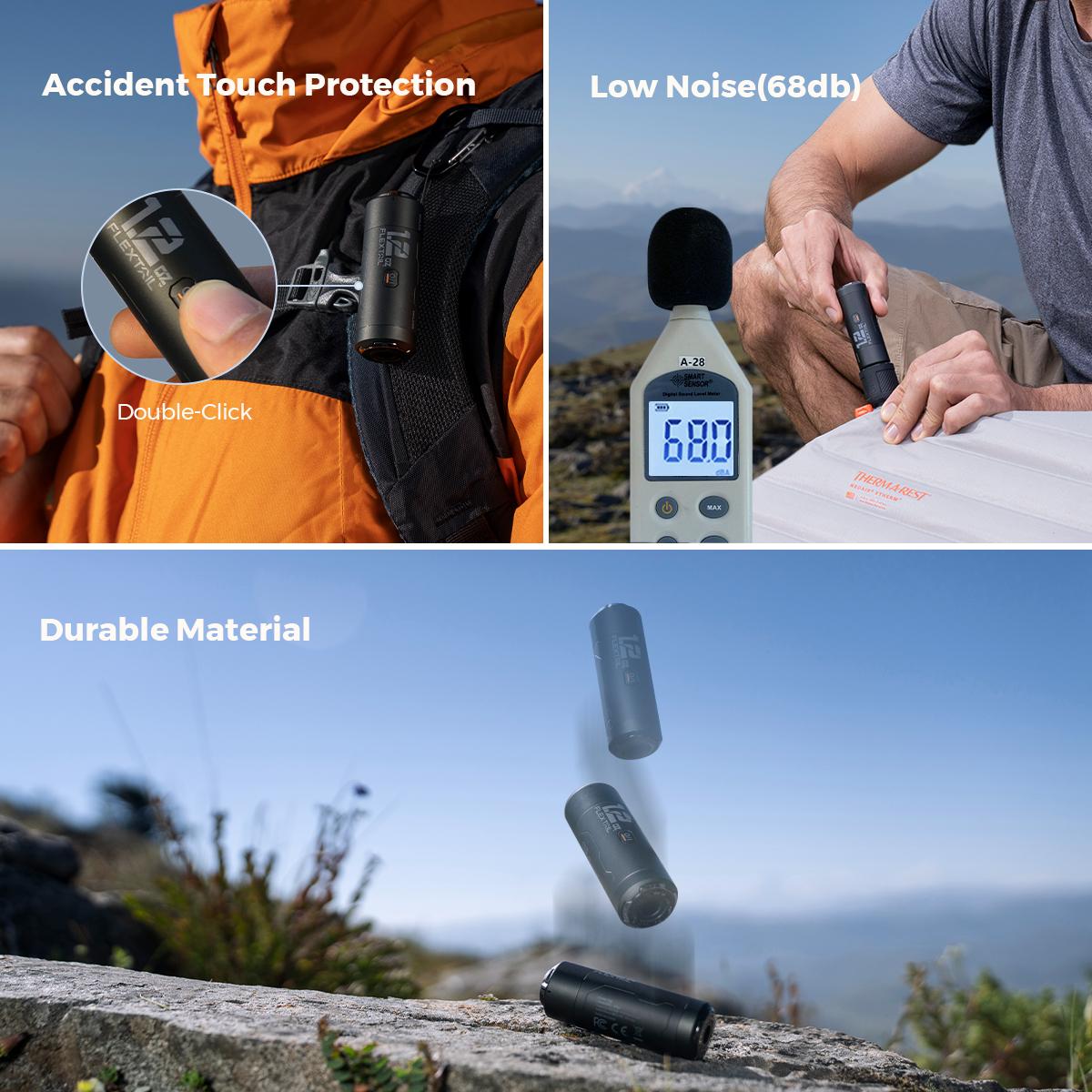 FLEXTAIL 1.2oz ZERO PUMP Ultra-Mini Electric Air Pump, Outdoor Essentials, Portable Air Mattress Pump, Rechargeable Air Pump for Pool Floats Air Bed, Multiple nozzle adapters, Inflatable Airbed,  Camping Accessories Sleep Sack Quick Inflate