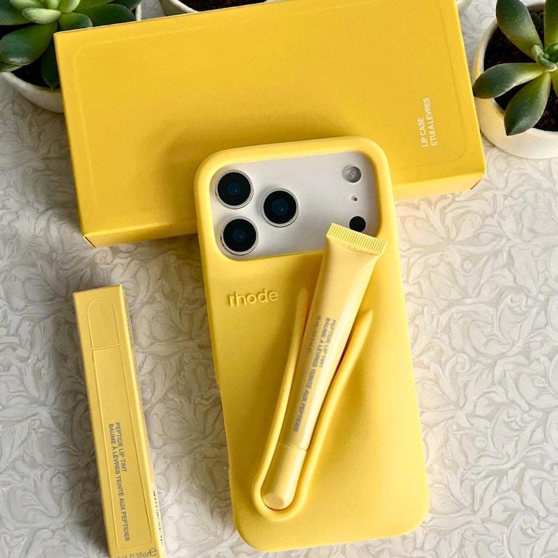 Rhode Lip Tint Silicone Phone Case + Lip Gloss Rhode Lip for iPhone 11–17 Shockproof design, smooth lipstick application| Fashionable protective nutrients, convenient for daily use