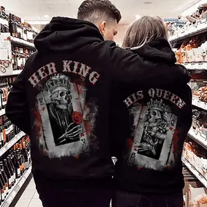 King and Queen Poker Card Couple Hoodie Set – Her King His Queen Matching Hoodies