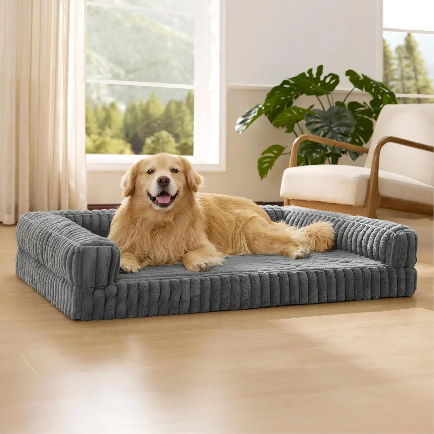 Bedsure ComfyFleece Orthopedic Dog Bed - Joint Support for Large Dogs, Comfort Egg-Crate Foam, Non-Slip Bottom