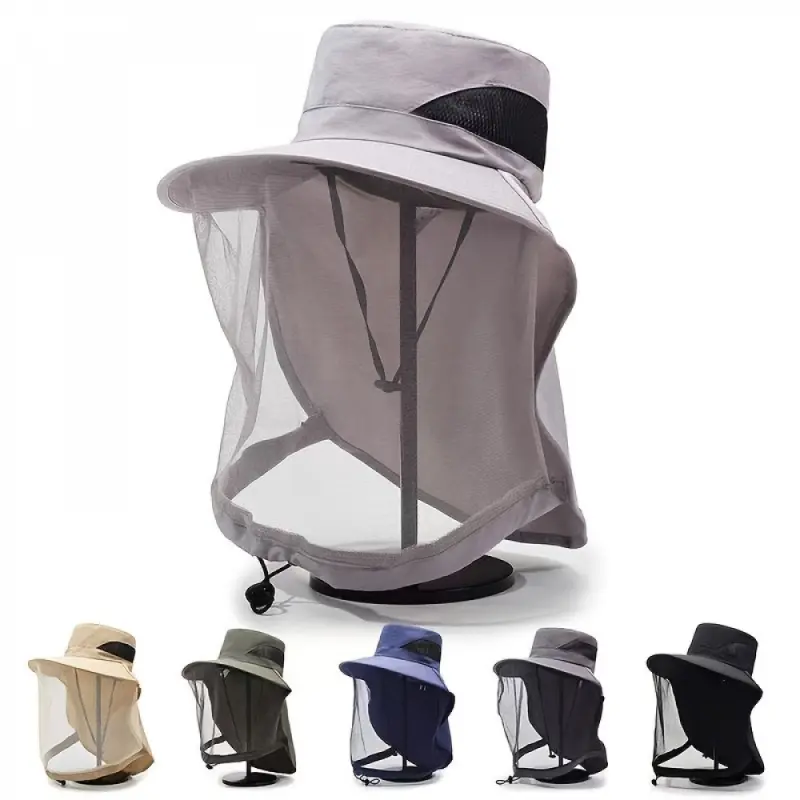 Men's Mosquito-Repellent Fishing Hat with Face Cover, Breathable Mesh Mask for Night Fishing, Insect Protection, Women'S Bee-Repellent Hat, Summer New Sunshade Fisherman'S Hat, Stylish Outdoor Sun Hat for Men
