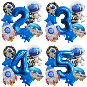 [Ages 1-9] Children's first birthday balloon set, astronaut balloon set, rocket foil balloons, children's birthday decorations, astronaut space decorations, party decorations, birthday gifts.