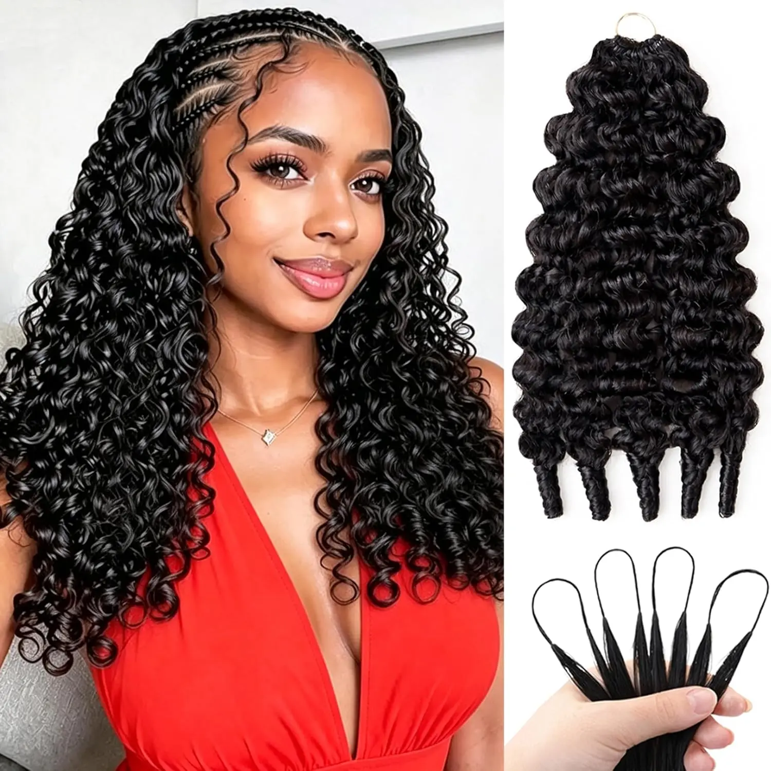 Human Hair Crochet Extensions Miracle Knots Pre-Separated Human Hair Feather Crochet 1 Packs for Full Head, Protective Style, Natural Volume Hair #SpringStatements #HairTutorial #HairStyles, Human Hair Invisible, Pre Looped
