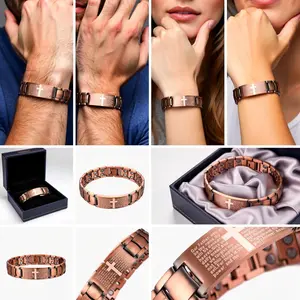 Magnetic Therapy Bracelet for Men & Women, Ultra Strength Magnetic Bracelets, Pure Copper with Neodymium Magnets, Eliminate Static Electricity, Magnetic Field Therapy Jewelry