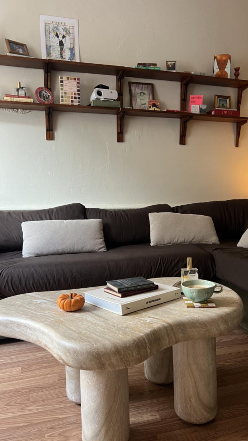 【Valentines'Day】DAYALANE Modern Olivia Cloud Coffee Table [Two Packages Delivery]- Decorative Organic Countertop with Marble Effect Finish, Living Room/Bedroom/Office Cloud Sofa Middle Coffee Table