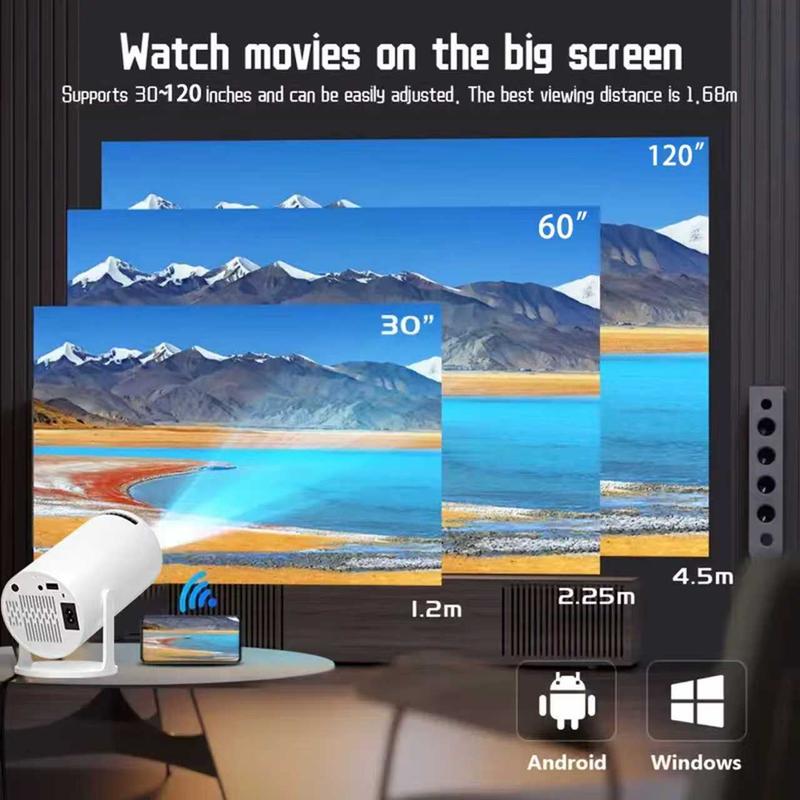 Portable Projector 2.4/5G WiFi 360° HD LED 200 InchScreen Built-in Speaker Multifunctional Projector forHome Cinema and Outdoor Use