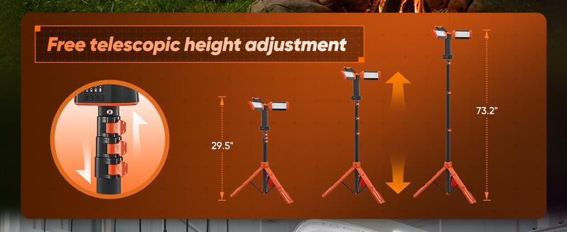 SAKER Portable Camping Light with Stand, Rechargeable Work Light, Dimmable Emergency Flashlight for Garage, Outdoor Work, Power Outage, Fishing LD10 Orange SAKER Portable Camping Light with Stand, Rechargeable Work Light, Dimmable Emergency Flashlight for Garage, Outdoor Work, Power Outage, Fishing LD10 Orange