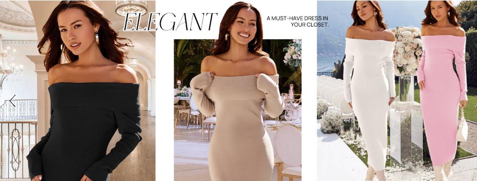 MEROKEETY Women's Fall Off Shoulder Bodycon Sweater Dress 2025 Formal Long Sleeve Elegant Club Party Midi Maxi Dresses