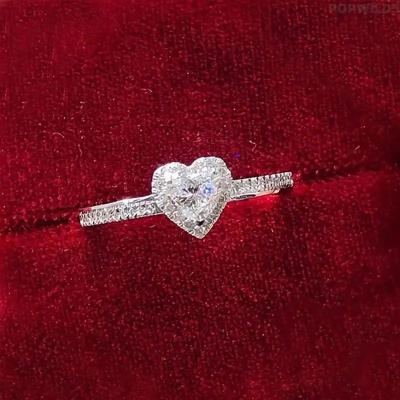 Elegant Heart Ring for Women with Sparkling Cubic Zirconia, Promise Jewelry for Anniversary, Engagement & Valentine's Day Artificial Crystal Ring Statement Wedding Ring