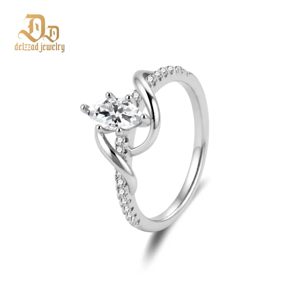 Delzzad 14K Gold-Plated 0.6ct Intertwined Fate Ring Wrapped in Love Band Ring Marquise Cut Engagement Ring VVS Synthetic Moissanite Ring Jewelry Copper Band Perfect Birthday Engagement Wedding Anniversary Christmas Valentine's Day Mother's Day Gift