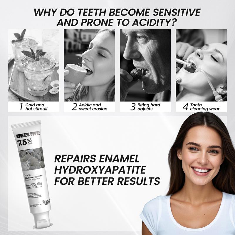 CEELIKE 2-Piece Oral Care Toothpaste Set – Lysozyme Toothpaste to Remove Yellow Stains, Hydroxyapatite to Repair Teeth, and Maintain Fresh Breath