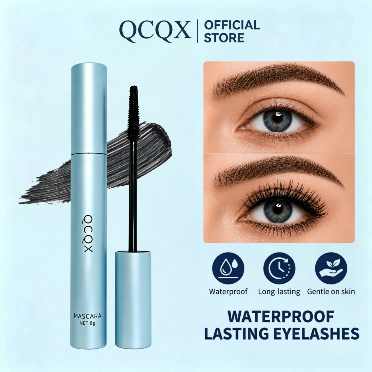 QCQX Professional Mascara for Ultimate Volume and Length, a Waterproof and Long-Lasting Formula Safe for Eyelash Extensions, Mascara Volume And Length, Dramatic Lashes,back to school