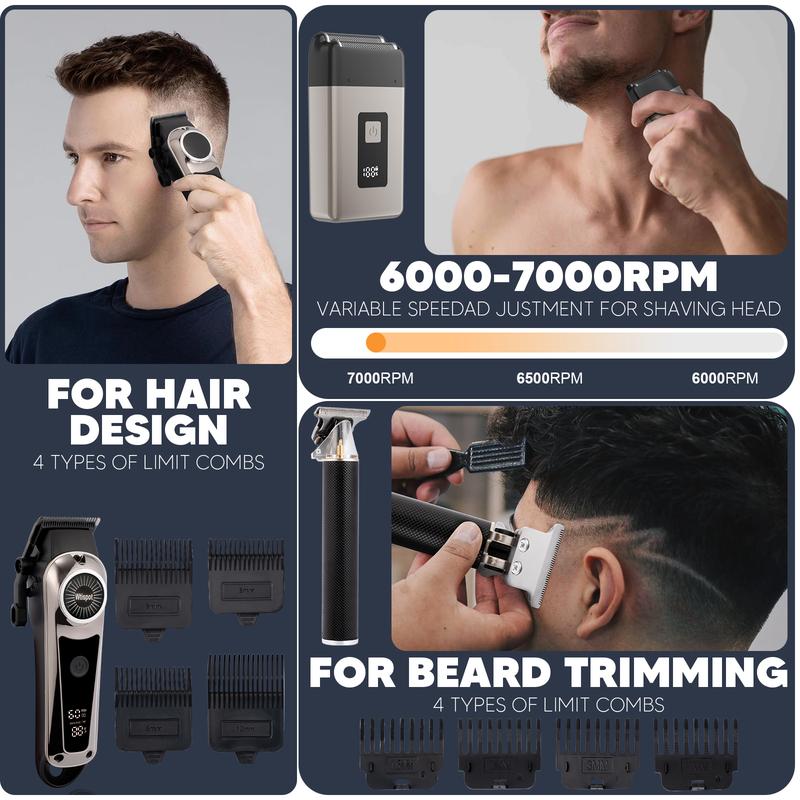 Wtispot Professional Blonde Hair Clipper & Trimmer Kit for Men USB Rechargeable Barber Set with LCD Display Adjustable Blade and Professional Trimmer professional hair clippers for men Wtispot Professional Blonde Hair Clipper & Trimmer Kit for Men USB Rechargeable Barber Set with LCD Display Adjustable Blade and Professional Trimmer professional hair clippers for men