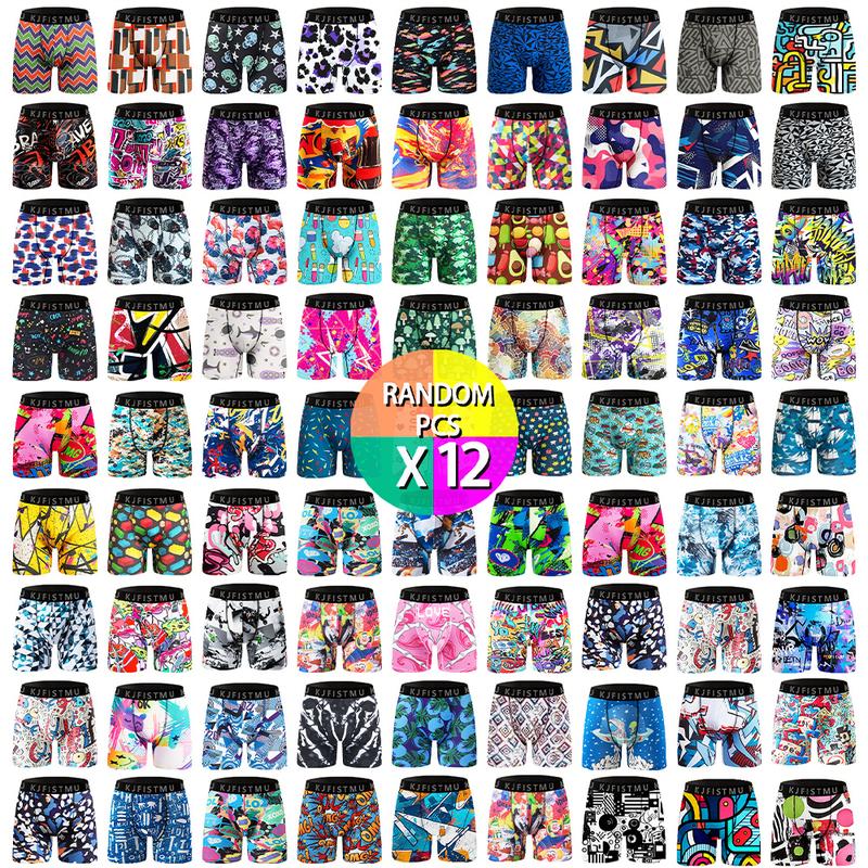 KJFISTMU 12-Pack Men's Boxer Briefs High Performance Seamless Breathable Shorts Long Lasting Shape Retention Moisture Wicking Antibacterial Odor Resistant Stretchy No Rolling Suitable for Commuting Fitness Home - Fabric Canvas Day Street Style Outdoor