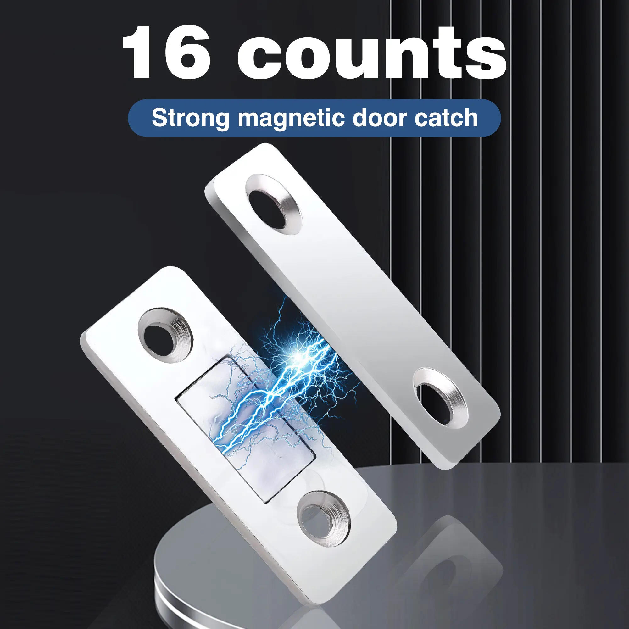 16 Counts Ultra Thin Magnetic Cabinet Door Catch, Corrosion Resistant Magnetic Latch for Wardrobes and Closets