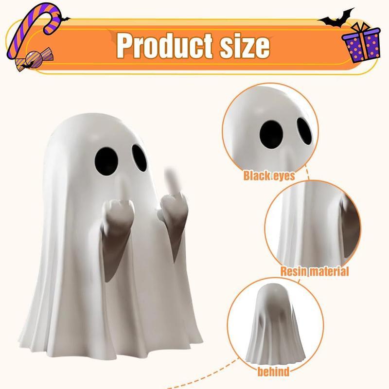 MUNBYN  Halloween Ghost Figurine ornaments- Spooky Resin Ghost Statue, Cute Ghost Decor for Halloween Decorations, Porch and Indoor Spooky Home Decor