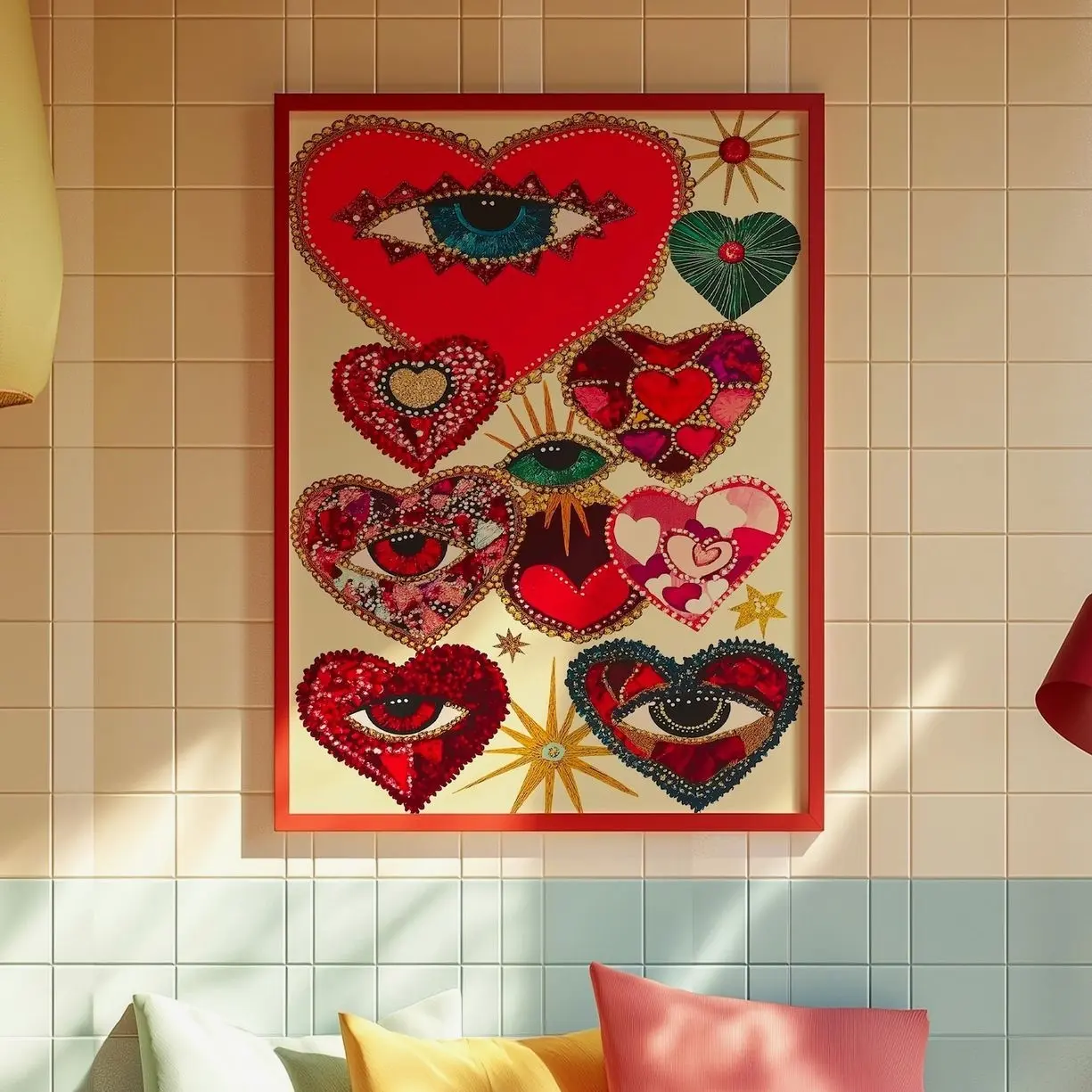 Sacred Heart Eye Print: Eclectic Boho Valentine's Day Art D