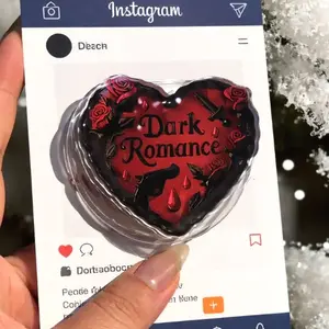 Dark Romance Kindle Grip Bookish Accessory Cozy Reading Booktok Gift Roses Heart Dark Aesthetic Magnetic Phone Grip 360° Rotation Strong Hold Easy Attach