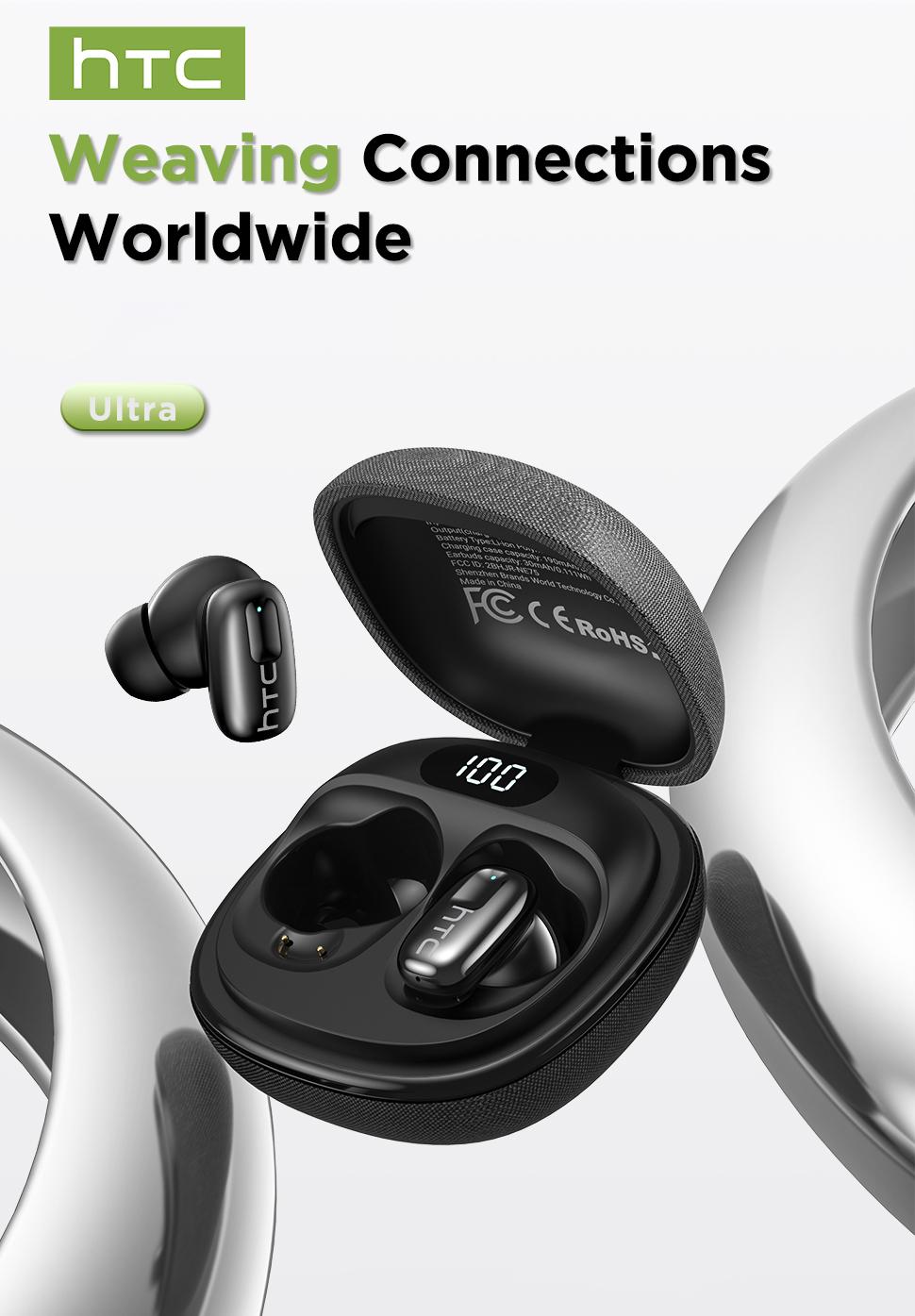 HTC NE75 TWS Wireless Bluetooth Earphones, HIFI sound quality, built-in microphone, supports voice calls, suitable for sports, fitness, studying, and entertainment.