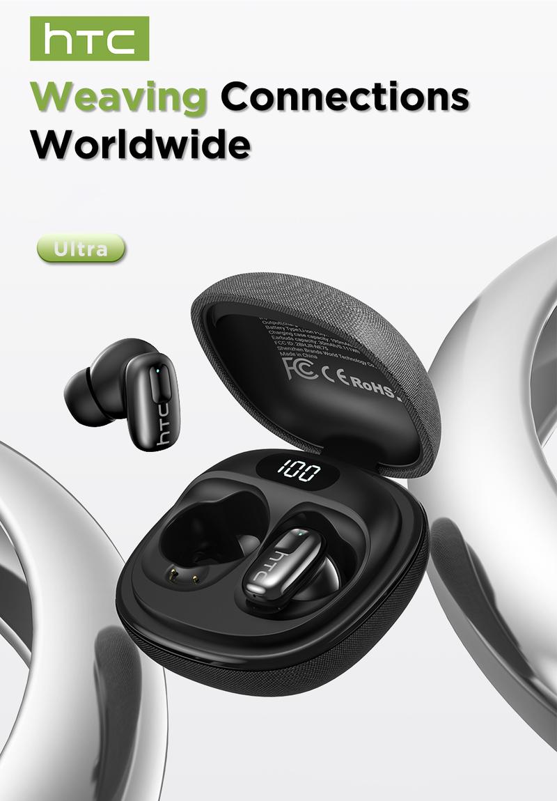 HTC NE75 TWS Wireless Bluetooth Earphones, HIFI sound quality, built-in microphone, supports voice calls, suitable for sports, fitness, studying, and entertainment.