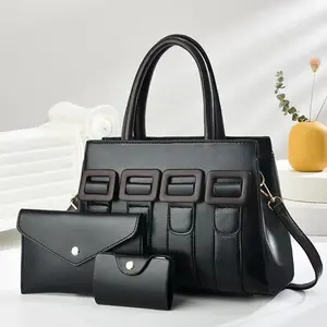 Large Capacity Designer Handbag Set for Women with Shoulder Strap Women's Top-handle Handbags with Stylish Square Buckle with Built in Wallet
