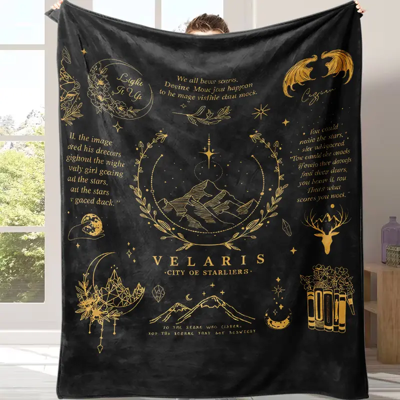 Countdown Sale! Acotar Merchandise Blanket, Slogan Print Blanket, Night Court Gift, Thorn Rose Plush Pillow, girlfriend gift love blanket cozy flannel blanket Suitable for all four seasons Suitable for giving as gifts to friends, parents and children summ
