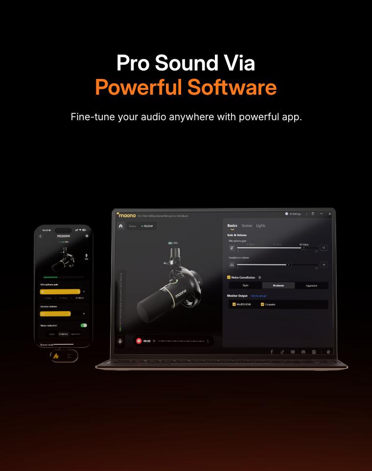 Maono PD200W Hybrid Wireless USB and XLR microphone for PC, Android smartphone, tablet, and Camera, Consoles, perfect for all podcasters, live streamers, gamers, and content creators.